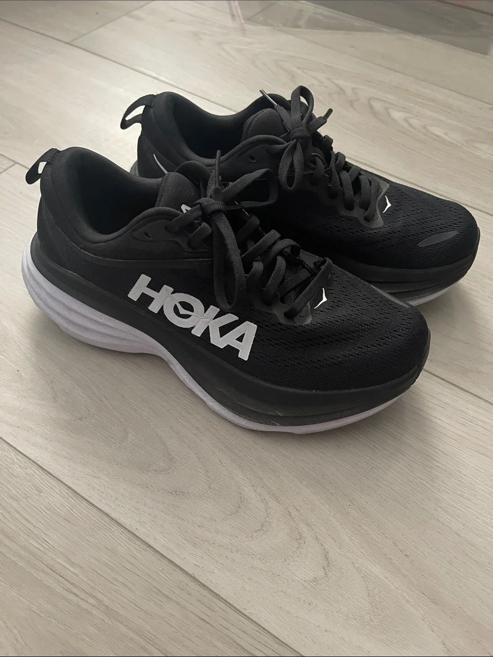 Hoka Black and White Running Sneakers